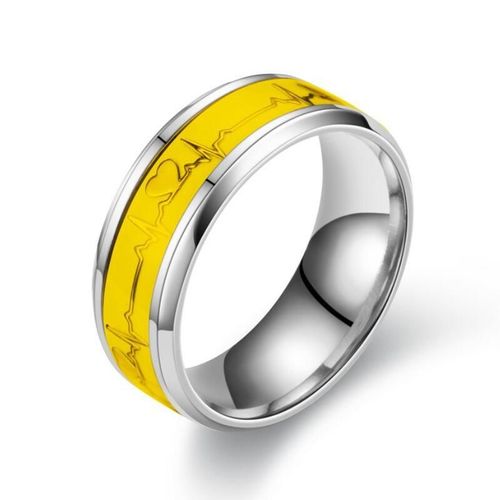 Bagues De Couple En Acier Inoxydable Pour Hommes Et Femmes, Battement De Coeur Multicolore, Brcorporelle, Shoous, Ecg, Mode, Fiançailles, Mariage