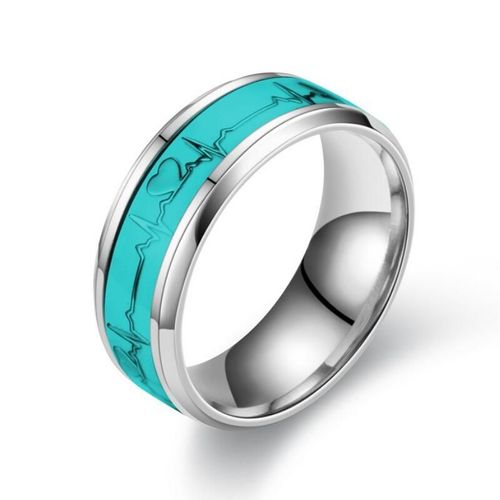 Bagues De Couple En Acier Inoxydable Pour Hommes Et Femmes, Battement De Coeur Multicolore, Brcorporelle, Shoous, Ecg, Mode, Fiançailles, Mariage
