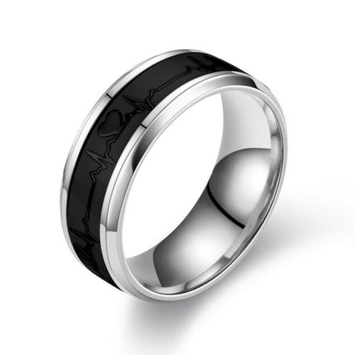 Bagues De Couple En Acier Inoxydable Pour Hommes Et Femmes, Battement De Coeur Multicolore, Brcorporelle, Shoous, Ecg, Mode, Fiançailles, Mariage