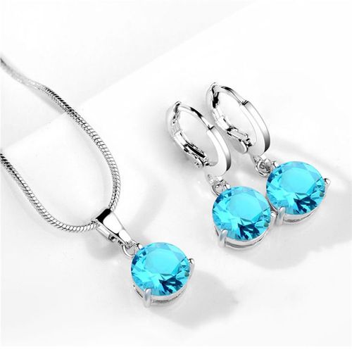 Ensemble De Bijoux Pour Femmes Et Filles, Collier Et Boucles D'oreilles Rondes En Cristal De Zircone, Haute Qualité, Pour Mariage, Fiançailles, À La Mode