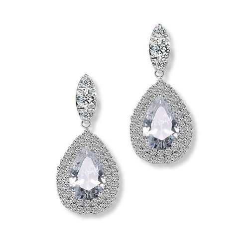 Boucles D'oreilles En Zircon Bleu Et Cristal Pour Femmes, Bijoux De Mariage
