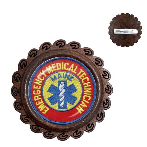 Broches En Bois Avec Logo De Technicien Médical D'urgence, Cabochon En Verre, Étoile Bleue De Vie, Signe Emt, Bijoux Broches De Collier