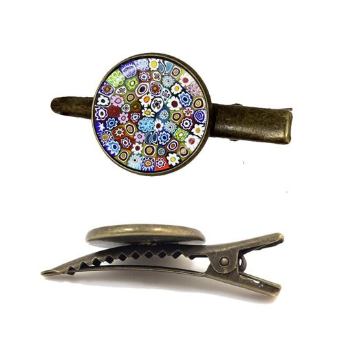 Pince À Cravate En Bronze Antique, Fleur Multicolore, 16mm, Murano Millefiori, Cabochon En Verre, Pour Hommes, Cadeau, Vente En Gros