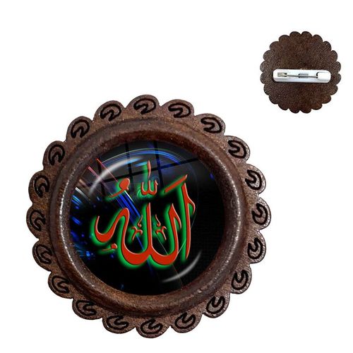 Broches En Bois Avec Cabochon En Verre Pour Hommes Et Femmes, Épingles De Collier, Cadeau Du Ramadan Chaud, Breloque Arabe Musulman, Dieu Islamique, Allah, Amis, 20mm