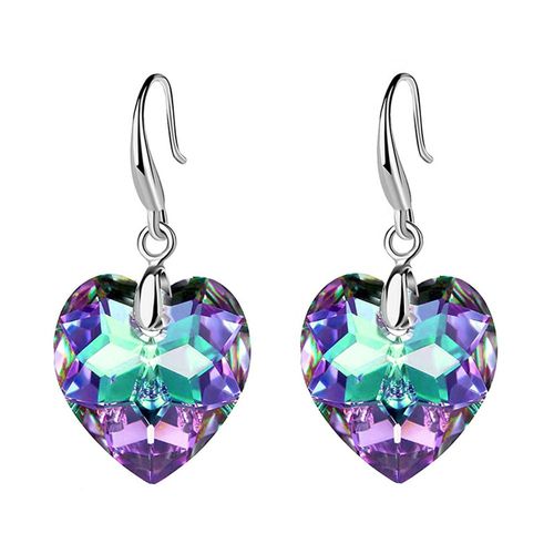 Boucles D'oreilles Pendentif Coeur En Verre Pour Femme, Bijoux À Clipser, Coeur De Pêche Coloré, Cristal, Mode, Carillon, 6 Couleurs, 2023