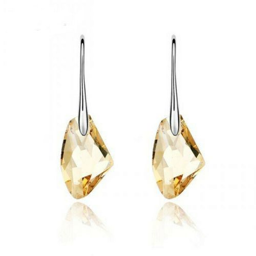 Boucles D'oreilles En Cristal Argenté Multicolore Pour Femmes, Pendentif En Forme De Goutte D'eau, À La Mode, Bijoux Cadeau