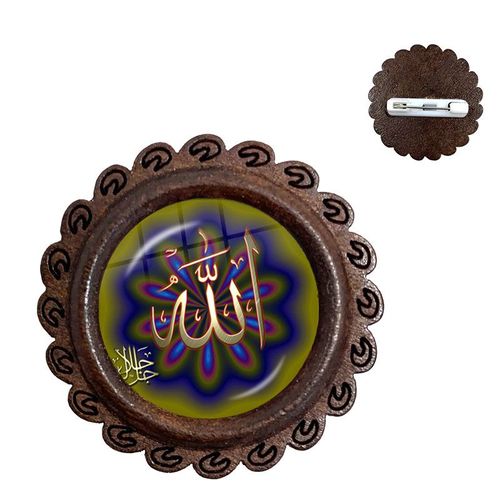 Broches En Bois De Dieu Islamique Arabe Pour Hommes Et Femmes, 20mm, Bijoux Avec Cabochon En Verre, Cadeau Du Ramadan