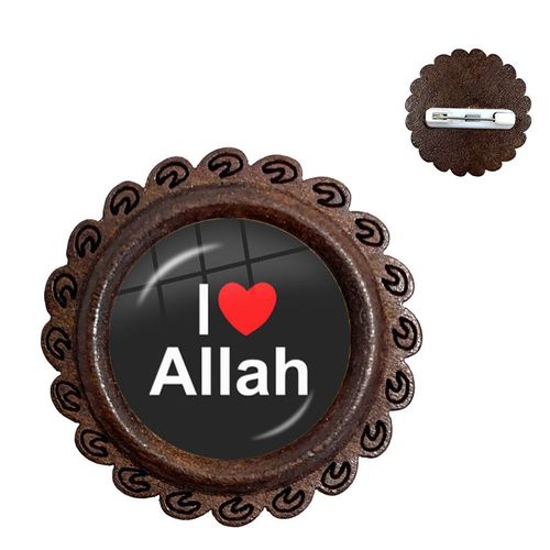 Broches En Bois De Dieu Islamique Arabe Pour Hommes Et Femmes, 20mm, Bijoux Avec Cabochon En Verre, Cadeau Du Ramadan