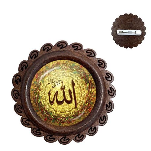 Broches En Bois De Dieu Islamique Arabe Pour Hommes Et Femmes, 20mm, Bijoux Avec Cabochon En Verre, Cadeau Du Ramadan