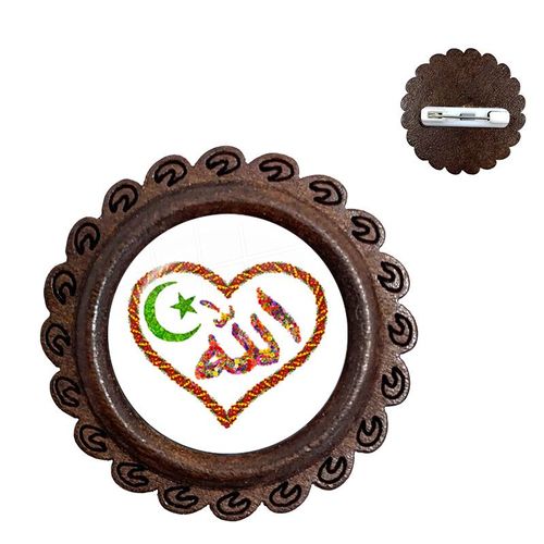 Broches En Bois De Dieu Islamique Arabe Pour Hommes Et Femmes, 20mm, Bijoux Avec Cabochon En Verre, Cadeau Du Ramadan