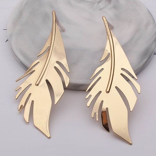 Boucles D'oreilles Longues En Forme De Feuilles Creuses Pour Femmes, Boucles D'oreilles Pendantes, Cuir Chevelu Rouge Jaune, Bijoux Fantaisie