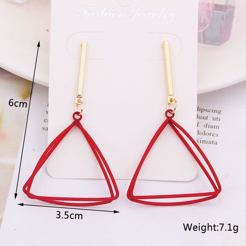Boucles D'oreilles Géométriques En Métal Rouge Vin Pour Femme, Bijoux Pendants Exagérés En Forme De Goutte, Arête, Nouvelle Collection