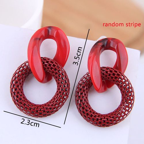 Boucles D'oreilles Géométriques En Métal Rouge Vin Pour Femme, Bijoux Pendants Exagérés En Forme De Goutte, Arête, Nouvelle Collection