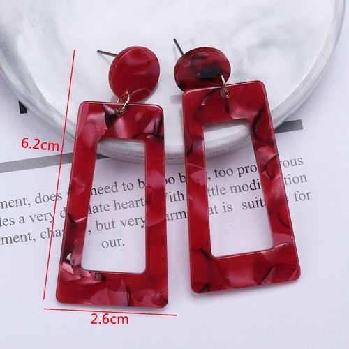 Boucles D'oreilles Géométriques En Métal Rouge Vin Pour Femme, Bijoux Pendants Exagérés En Forme De Goutte, Arête, Nouvelle Collection