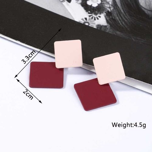 Boucles D'oreilles Géométriques En Métal Rouge Vin Pour Femme, Bijoux Pendants Exagérés En Forme De Goutte, Arête, Nouvelle Collection