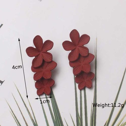 Boucles D'oreilles Géométriques En Métal Rouge Vin Pour Femme, Bijoux Pendants Exagérés En Forme De Goutte, Arête, Nouvelle Collection