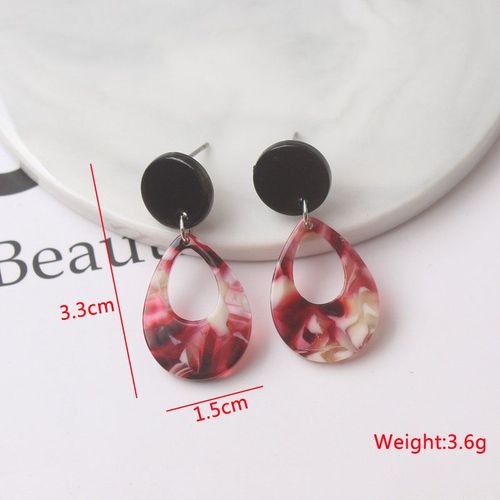 Boucles D'oreilles Géométriques En Métal Rouge Vin Pour Femme, Bijoux Pendants Exagérés En Forme De Goutte, Arête, Nouvelle Collection