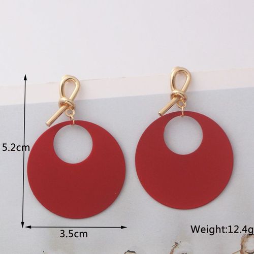Boucles D'oreilles Géométriques En Métal Rouge Vin Pour Femme, Bijoux Pendants Exagérés En Forme De Goutte, Arête, Nouvelle Collection