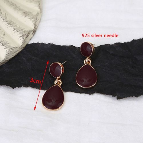Boucles D'oreilles Géométriques En Métal Rouge Vin Pour Femme, Bijoux Pendants Exagérés En Forme De Goutte, Arête, Nouvelle Collection