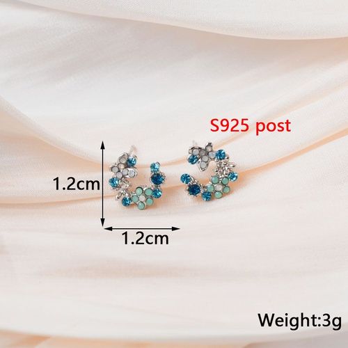 Boucles D'oreilles À Tige Fleur Pour Filles, Mode Coréenne, Jolie Décoration D'oreille, Imitation Perle, Cristal Rose, Petites Boucles D'oreilles, Cadeaux De Fête
