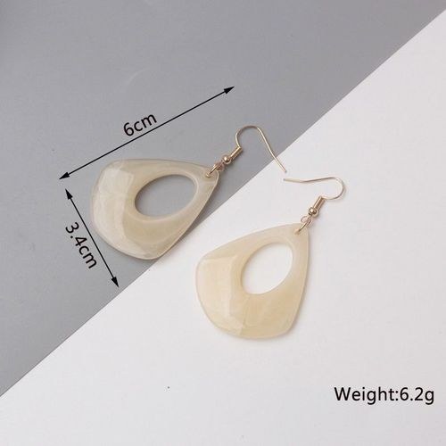 Boucles D'oreilles Géométriques Creuses Pour Femmes Et Filles, Boucles D'oreilles Pendantes En Acrylique Blanc Cristal, Bijoux D'oreille Beiges, Mode Coréenne, Nouveau