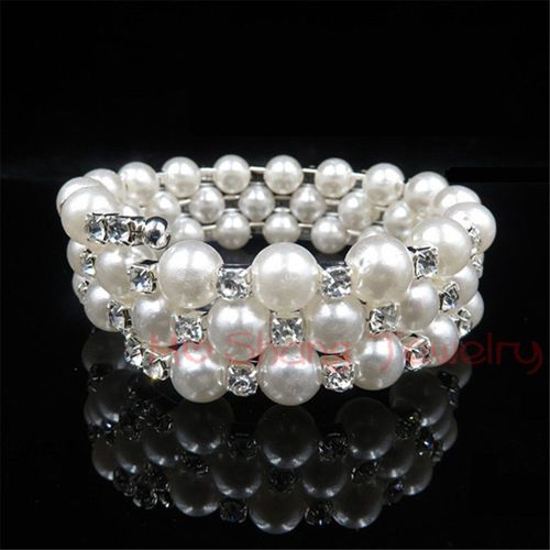 Bracelet En Cristal Cubique, 1 Rangée, Imitation De Perles, Strass, Accessoires De Bijoux À La Mode