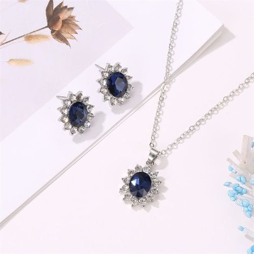 Ensembles De Bijoux En Cristal Bleu Pour Femmes, Boucles D'oreilles Goutte D'eau, Ensemble De Colliers De La Présidence, Coffrets Cadeaux Pour Femmes, Accessoires