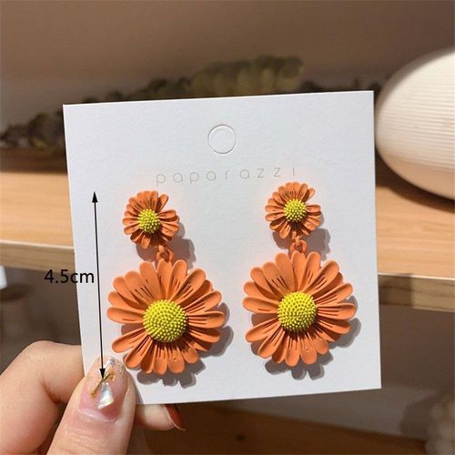 Boucles D'oreilles Pendantes Géométriques Pour Femmes, Bijoux D'oreille, Pendants, Creux, Détruire, Vacances Andrsummer, Document Orange, Coréen, Nouveau, Filles