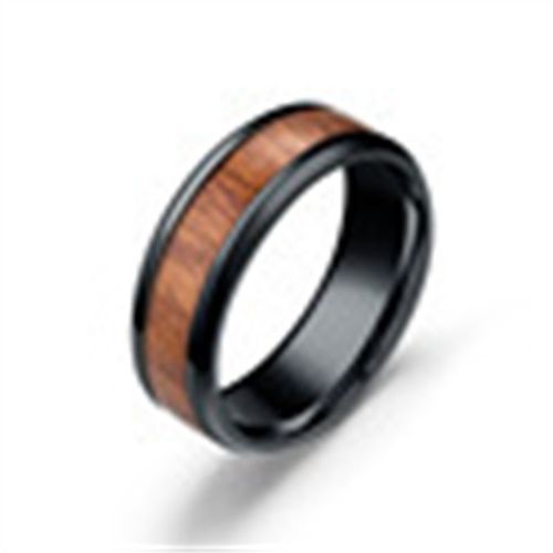 Bague Créative Incrustée De Grain De Bois En Acier Inoxydable, 8mm, Bijoux En Titane Et Acier Cadeaux De Mariage Et De Fiançailles