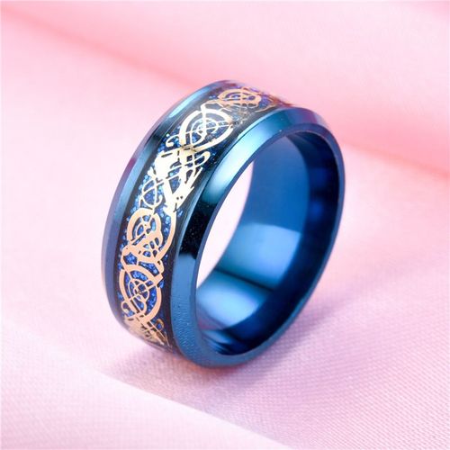 Bague Dragon Celtique Punk 8mm, Incrustation Rouge Vert Noir, Bague En Fiber De Carbone En Acier Inoxydable, Bracelet De Mariage, Bijoux, Cadeau De Couple