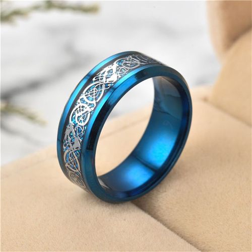 Bague Dragon Celtique Punk 8mm, Incrustation Rouge Vert Noir, Bague En Fiber De Carbone En Acier Inoxydable, Bracelet De Mariage, Bijoux, Cadeau De Couple