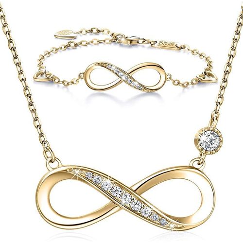 Ensemble De Bijoux En Argent Plaqué Or Pour Femme, Collier, Bracelet, Diamant, Cadeau De Fête Des Mères, Forever Love, Extron Coussins