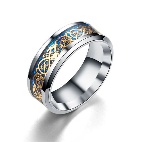 Bague Dragon Celtique Punk 8mm, Incrustation Rouge Vert Noir, Bague En Fiber De Carbone En Acier Inoxydable, Bracelet De Mariage, Bijoux, Cadeau De Couple
