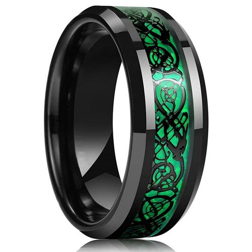 Bagues Dragon Celtique En Acier Inoxydable Pour Hommes, 8mm, Incrustation, Violet En Fiber De Carbone, Bracelet De Mariage, Bijoux Cadeau, Vente En Gros