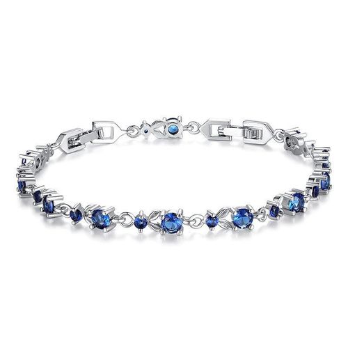 Bracelet De Luxe En Plaqué Or Rose Et Argent, 10 Couleurs, Avec 5 Pierres De Zircone Cubiques Scintillantes Au Choix