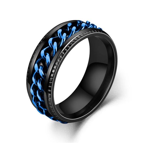 Bague De Couple En Titane Et Acier Inoxydable Pour Homme Et Femme, Anneau Avec Chaîne Rotative, 8mm, Punk, Noir, Cool, Rock, Bijoux, Cadeau