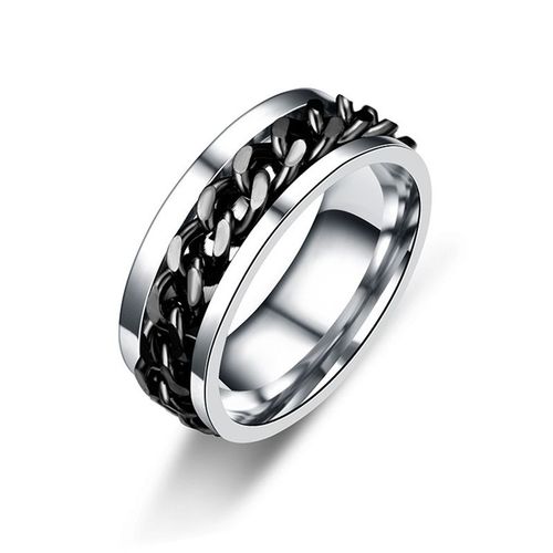 Bague De Couple En Titane Et Acier Inoxydable Pour Homme Et Femme, Anneau Avec Chaîne Rotative, 8mm, Punk, Noir, Cool, Rock, Bijoux, Cadeau