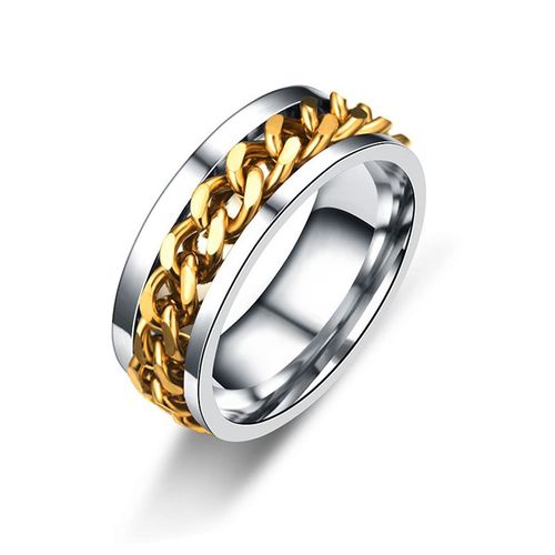 Bague De Couple En Titane Et Acier Inoxydable Pour Homme Et Femme, Anneau Avec Chaîne Rotative, 8mm, Punk, Noir, Cool, Rock, Bijoux, Cadeau