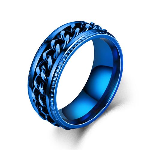 Bague De Couple En Titane Et Acier Inoxydable Pour Homme Et Femme, Anneau Avec Chaîne Rotative, 8mm, Punk, Noir, Cool, Rock, Bijoux, Cadeau
