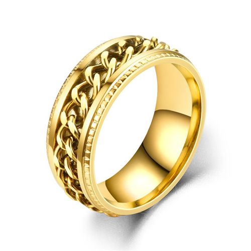 Bague De Couple En Titane Et Acier Inoxydable Pour Homme Et Femme, Anneau Avec Chaîne Rotative, 8mm, Punk, Noir, Cool, Rock, Bijoux, Cadeau