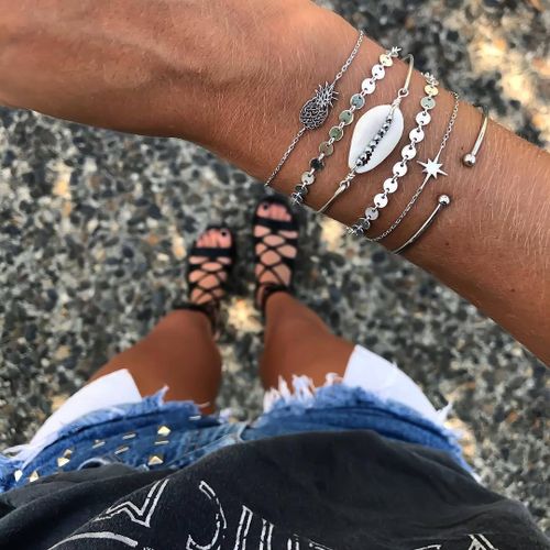 Ensemble De Bracelets Style Bohème, Rétro, Coquillage, Lune, Frange, Bijoux De Fête, Cadeau Pour Femmes Et Filles, Nouvelle Mode, 2022