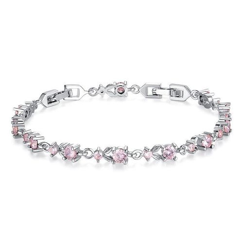 Bracelet De Luxe En Plaqué Or Rose Et Argent, 10 Couleurs, Avec 5 Pierres De Zircone Cubiques Scintillantes Au Choix