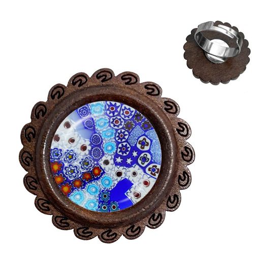 Bagues En Bois De Murano Millefiori, Fleur Multicolore, 20mm, Cabochon En Verre Réglable, Cadeau Pour Femmes Et Hommes, Vente En Gros