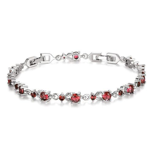 Bracelet De Luxe En Plaqué Or Rose Et Argent, 10 Couleurs, Avec 5 Pierres De Zircone Cubiques Scintillantes Au Choix