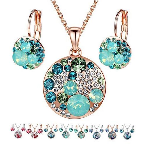 Ensemble De Bijoux De Dessin Animé Plaqué Or Rose 18 Carats Pour Femme, Collier Pendentif, Boucle D'oreille, Ton Argent, Mode, Cadeaux De Noël, 3 Pièces, Ensemble