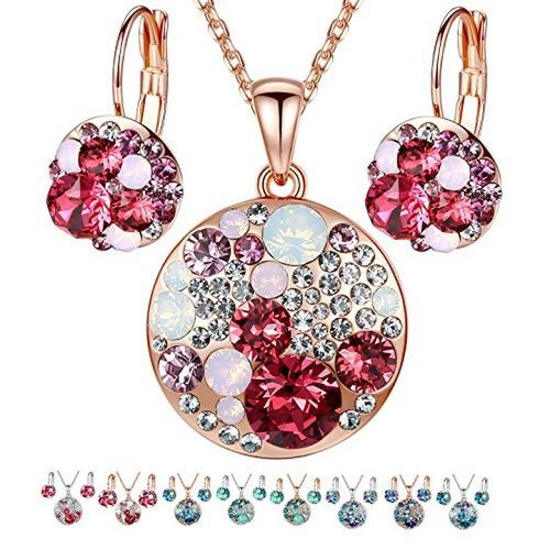 Ensemble De Bijoux De Dessin Animé Plaqué Or Rose 18 Carats Pour Femme, Collier Pendentif, Boucle D'oreille, Ton Argent, Mode, Cadeaux De Noël, 3 Pièces, Ensemble