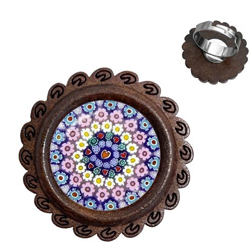 Bagues En Bois De Murano Millefiori, Fleur Multicolore, 20mm, Cabochon En Verre Réglable, Cadeau Pour Femmes Et Hommes, Vente En Gros