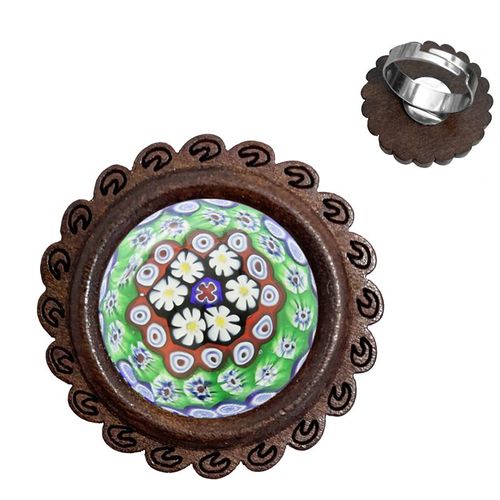 Bagues En Bois De Murano Millefiori, Fleur Multicolore, 20mm, Cabochon En Verre Réglable, Cadeau Pour Femmes Et Hommes, Vente En Gros