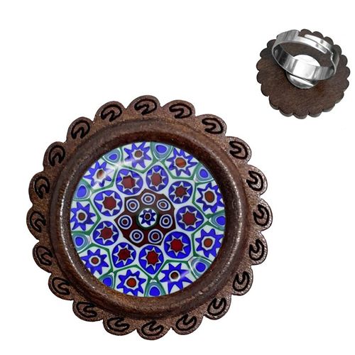Bagues En Bois De Murano Millefiori, Fleur Multicolore, 20mm, Cabochon En Verre Réglable, Cadeau Pour Femmes Et Hommes, Vente En Gros