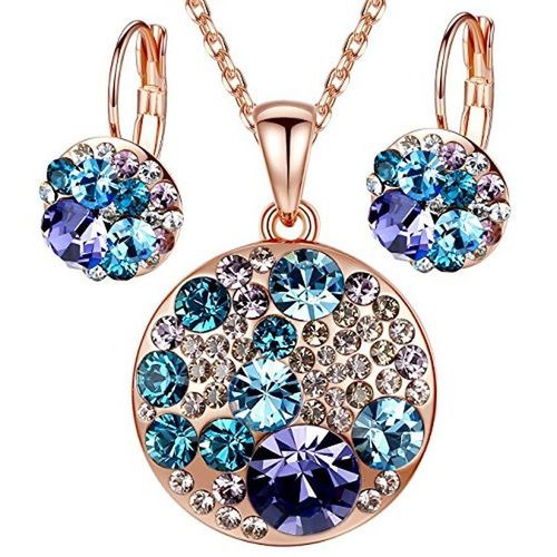 Ensemble De Bijoux De Dessin Animé Plaqué Or Rose 18 Carats Pour Femme, Collier Pendentif, Boucle D'oreille, Ton Argent, Mode, Cadeaux De Noël, 3 Pièces, Ensemble